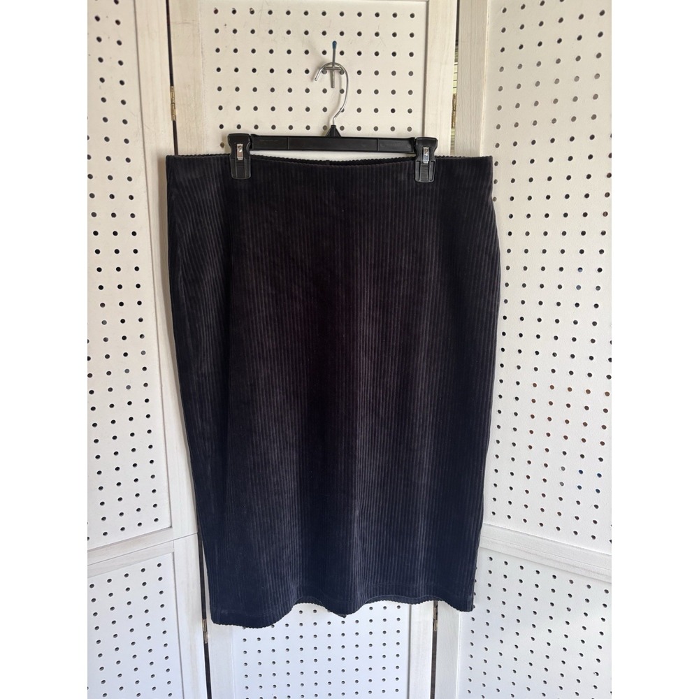 J. Jill Black Corduroy Pencil Skirt Women's XL Soft Stretch Midi Minimalist